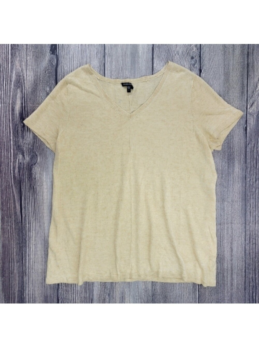 Eileen Fisher Linen V Neck Short Sleeve Top